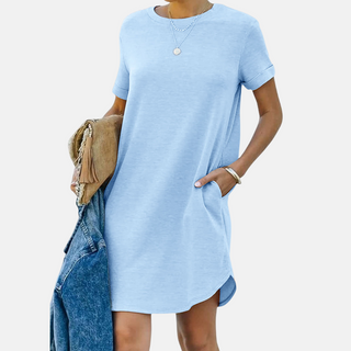 Midikleid für den Sommer - Luftiges T-Shirt-Kleid mit Kurzarm und Taschen