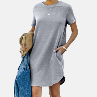 Midikleid für den Sommer - Luftiges T-Shirt-Kleid mit Kurzarm und Taschen