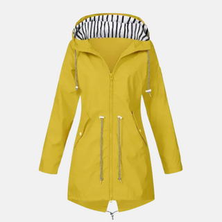 Regenjacke für den Herbst -  Lange Wasserfeste Übergangsjacke mit Kapuze für Damen