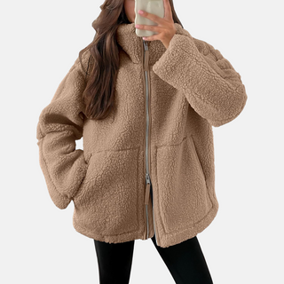 Teddyjacke - Oversized Fleecejacke mit Stehkrage für Damen