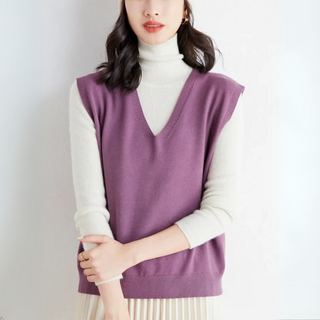Pullunder für den Herbst - Trendy Strickpullover mit V-Halsschnitt für Damen