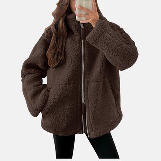Teddyjacke - Oversized Fleecejacke mit Stehkrage für Damen