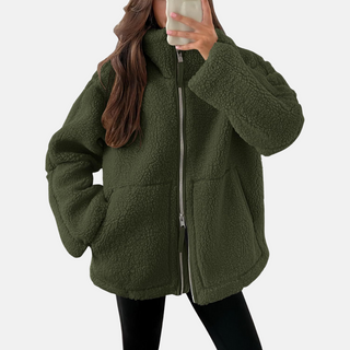 Teddyjacke - Oversized Fleecejacke mit Stehkrage für Damen