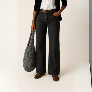 Palazzo Jeans für Damen - Premium Hose mit Weitem Bein