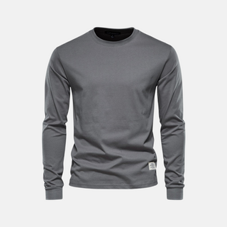 Langarmshirt für den Herbst - Casual Baumwoll-Langarmshirt mit Rundhalsausschnitt für Herren