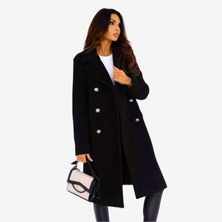 Zweireihiger Mantel für den Herbst - Elegante Lange Übergangsjacke für Damen