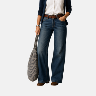 Palazzo Jeans für Damen - Premium Hose mit Weitem Bein