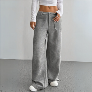 Weite Cordhose für den Herbst - Stilvolle Hose mit hoher Taille für Damen