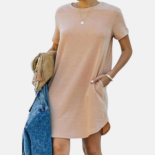 Midikleid für den Sommer - Luftiges T-Shirt-Kleid mit Kurzarm und Taschen