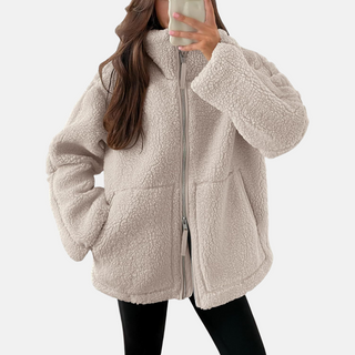 Teddyjacke - Oversized Fleecejacke mit Stehkrage für Damen