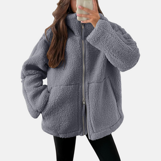 Teddyjacke - Oversized Fleecejacke mit Stehkrage für Damen