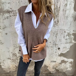 Pullunder für den Herbst - Weite Strickpullover mit V-Halsschnitt für Damen