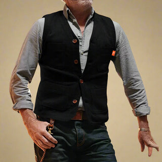 Vintage mouwloos gestreept tweed gilet