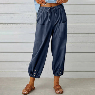 Sommerhose für Damen - Luftige Palazzo Hose mit Gummibund