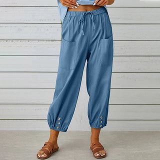Sommerhose für Damen - Luftige Palazzo Hose mit Gummibund