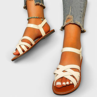 Sandalen für Damen - Bequeme Flache Römersandalen mit Fußbett
