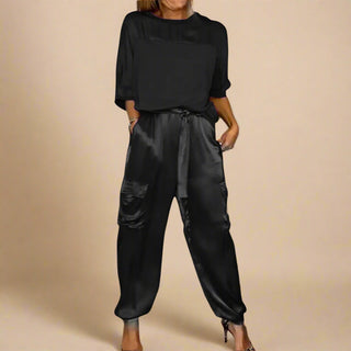 Satin Zweiteiler - Luftige Twin Set mit Top & Hose für Damen