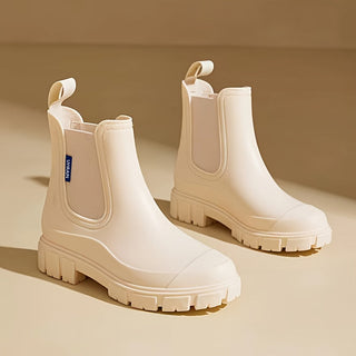 Regenstiefel für den Herbst - Halbhohe wasserdichte Gummistiefel mit rutschfester Sohle für Damen