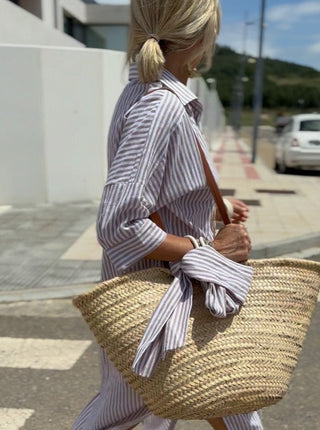 Hemdblusenkleid für Damen - Lockere gestreifte Bluse für den Sommer