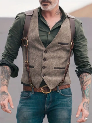 Trachtenweste für Herren - Retro Gilet-Weste mit Schulterholster
