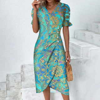 Sommerkleid für Damen - Elegantes Maxikleid mit Puffärmeln
