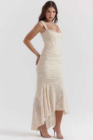 Abendkleid für Damen - Elegantes Midikleid mit Raffung für Hochzeiten