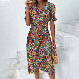 Sommerkleid für Damen - Elegantes Maxikleid mit Puffärmeln