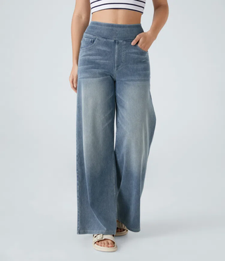 ActiveFit Jeans - Weite Bundfaltenhose mit Bauch-Weg Effekt