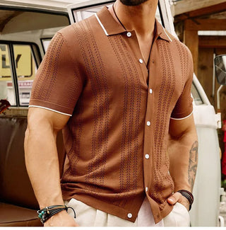 Ganti Capri Shirt | Stilvolles gestricktes Hemd mit kurzen Ärmeln und Kragen für Herren