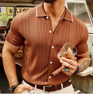Ganti Capri Shirt | Stilvolles gestricktes Hemd mit kurzen Ärmeln und Kragen für Herren