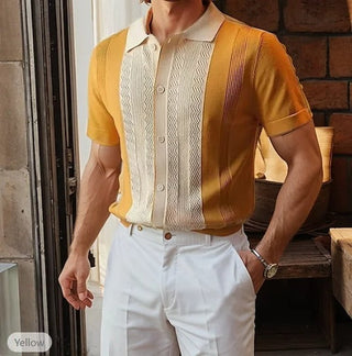 Ganti Monaco Striped Shirt | Stilvolles gestricktes Hemd mit kurzen Ärmeln für Herren