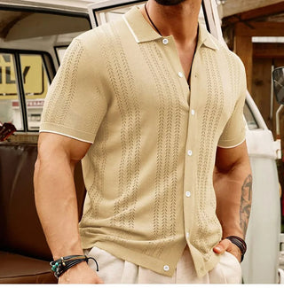Ganti Capri Shirt | Stilvolles gestricktes Hemd mit kurzen Ärmeln und Kragen für Herren