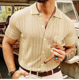 Ganti Capri Shirt | Stilvolles gestricktes Hemd mit kurzen Ärmeln und Kragen für Herren