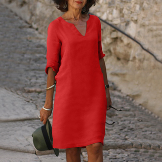 Maxikleid für Damen - Lockere Sommerkleid mit 3/4 Ärmeln