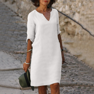 Maxikleid für Damen - Lockere Sommerkleid mit 3/4 Ärmeln