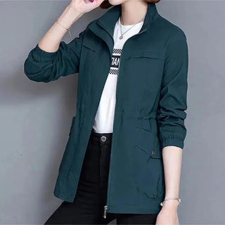 Regenjacke - Wasserdichte Übergansjacke mit Stehkragen für Damen