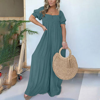 Maxikleid für Damen - Luftiges Sommerkleid mit Puffärmeln und Smokeinsatz