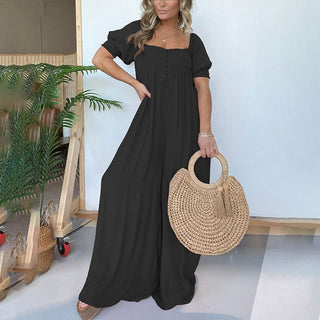Maxikleid für Damen - Luftiges Sommerkleid mit Puffärmeln und Smokeinsatz