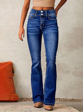 Bootcut Jeans - Mittelhoch sitzende Retro Stretch Jeanshosen