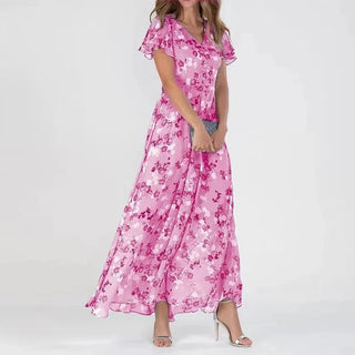 Maxikleid für Damen - Langes Sommerkleid mit Blumenmuster