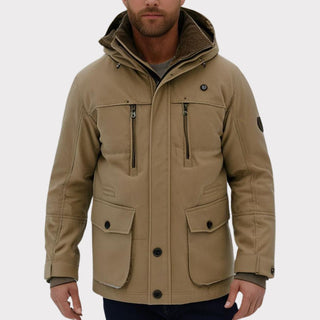 Langer Winterjacke mit Fleece und Kapuze