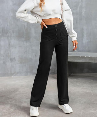 Palazzo Hose für Damen - Luftiges weite Hose mit Knopfleiste für Sommer