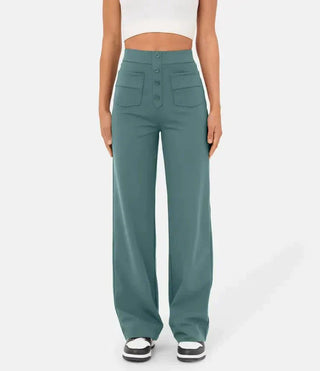 Palazzo Hose für Damen - Luftiges weite Hose mit Knopfleiste für Sommer