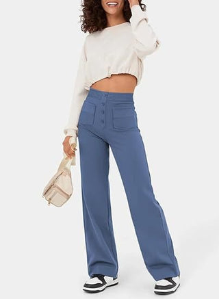 Palazzo Hose für Damen - Luftiges weite Hose mit Knopfleiste für Sommer