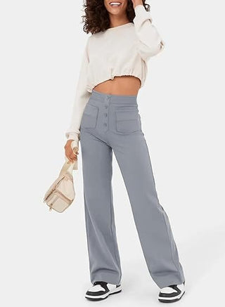 Palazzo Hose für Damen - Luftiges weite Hose mit Knopfleiste für Sommer