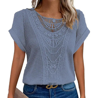 Häkel-bluse für Damen - Elegantes Oberteil mit Spitze für den Sommer