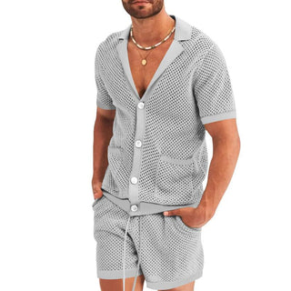 Ganti Loungewear | Stilvolles zweiteiliges Herrenset mit kurzärmligem Hemd und passender kurzer Hose