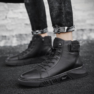 Ganti Schwarze Sneakers | Bequeme schwarze leder flache Schuhe für Herren