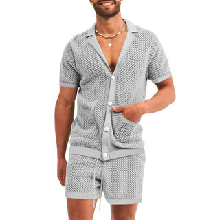 Ganti Loungewear | Stilvolles zweiteiliges Herrenset mit kurzärmligem Hemd und passender kurzer Hose