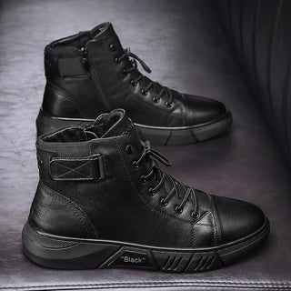 Ganti Schwarze Sneakers | Bequeme schwarze leder flache Schuhe für Herren